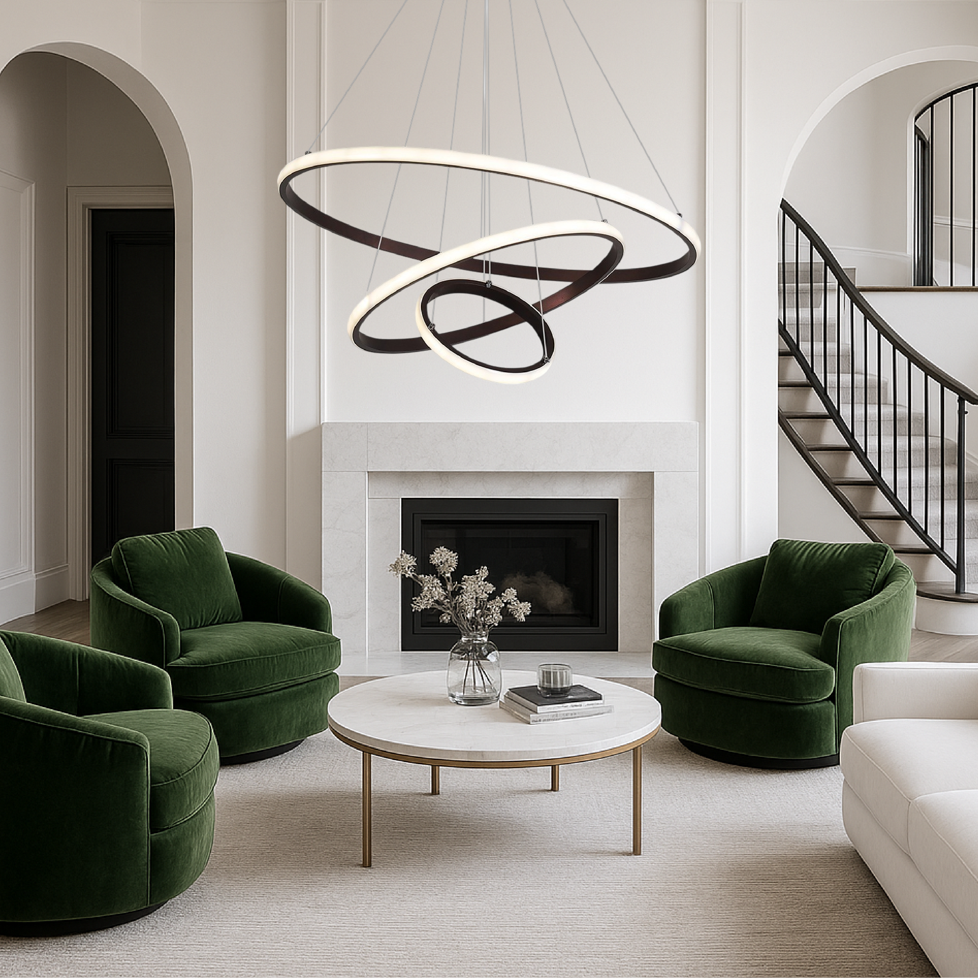 Modern Spiral Chandelier with 3 Layers of LED Lights