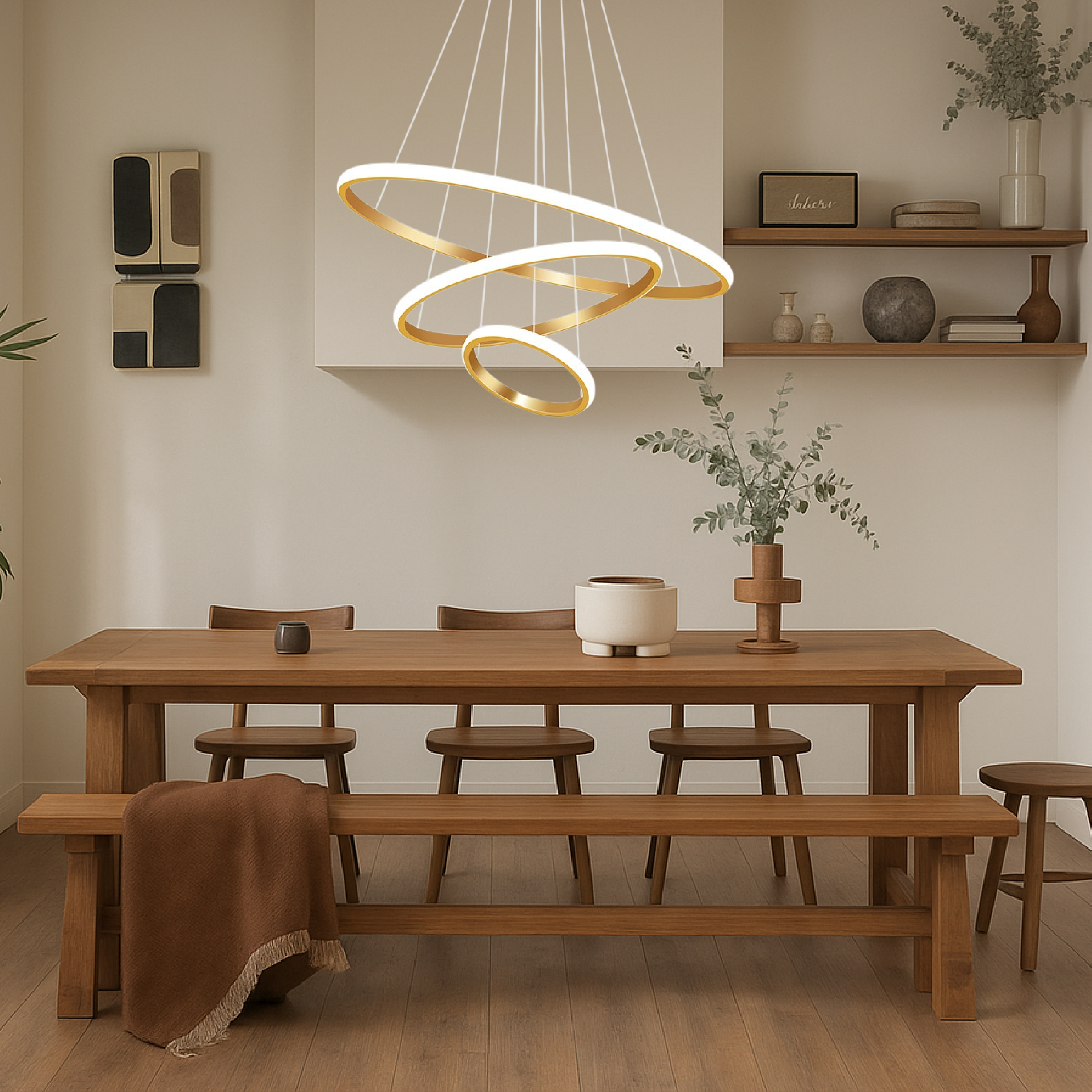 Modern Spiral Chandelier with 3 Layers of LED Lights