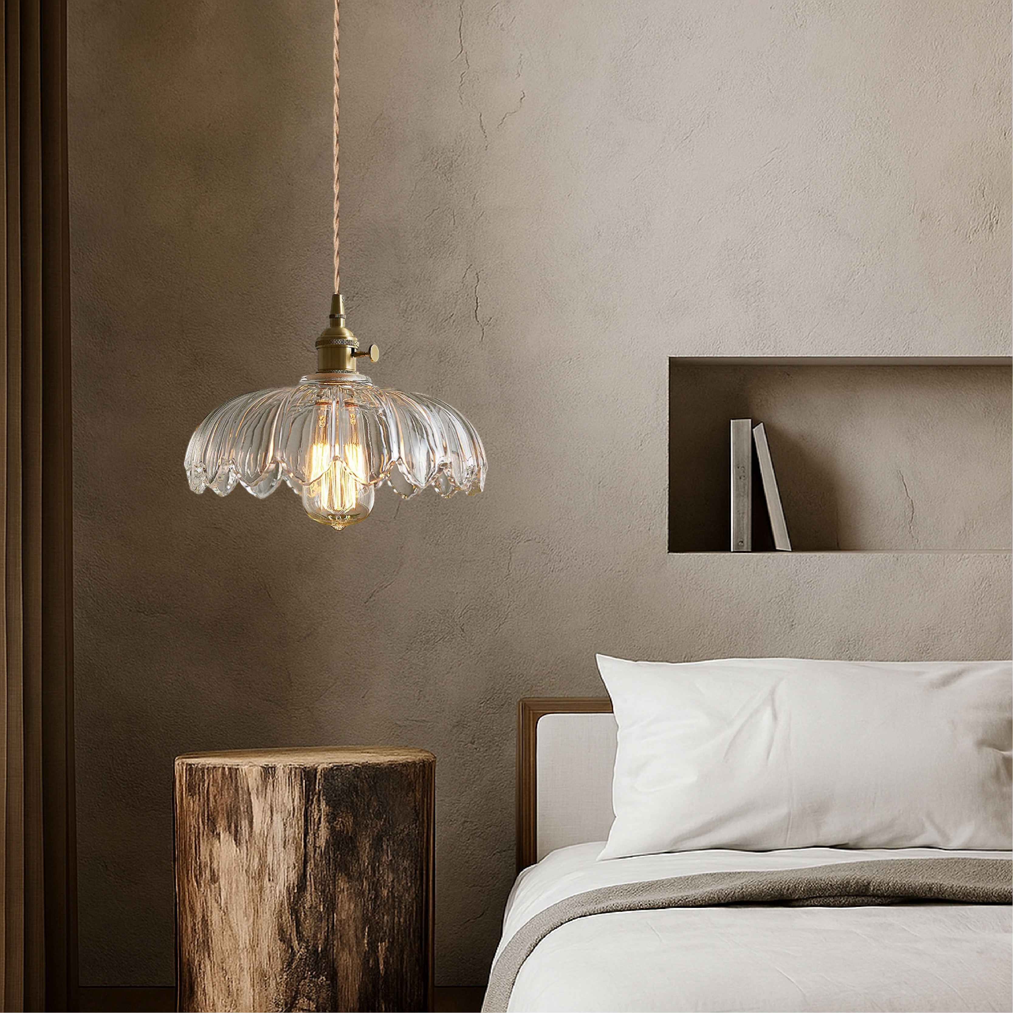 Ceiling Pendant Light in Retro Blossom Glass Design