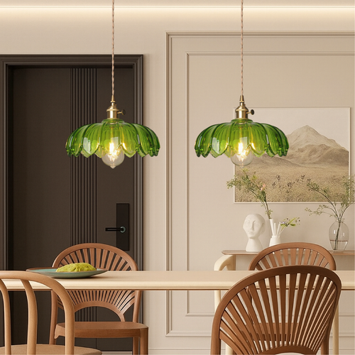 Ceiling Pendant Light in Retro Blossom Glass Design