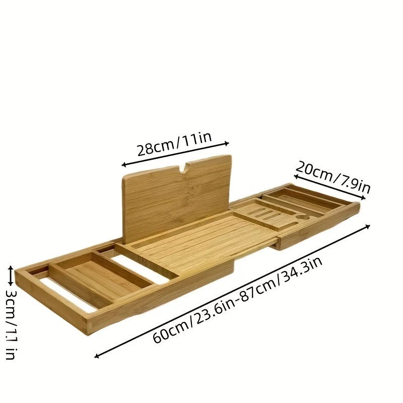Bathtub Tray Adjustable Bamboo Book & Drink Holder