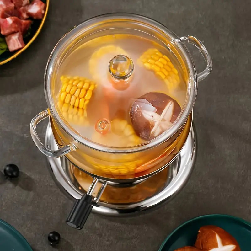 Glass Casserole Pot Transparent & Heat-Resistant Double Handles