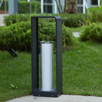 Frosted Glass Black Solar Lantern for Outdoor Use - Rectangular Design