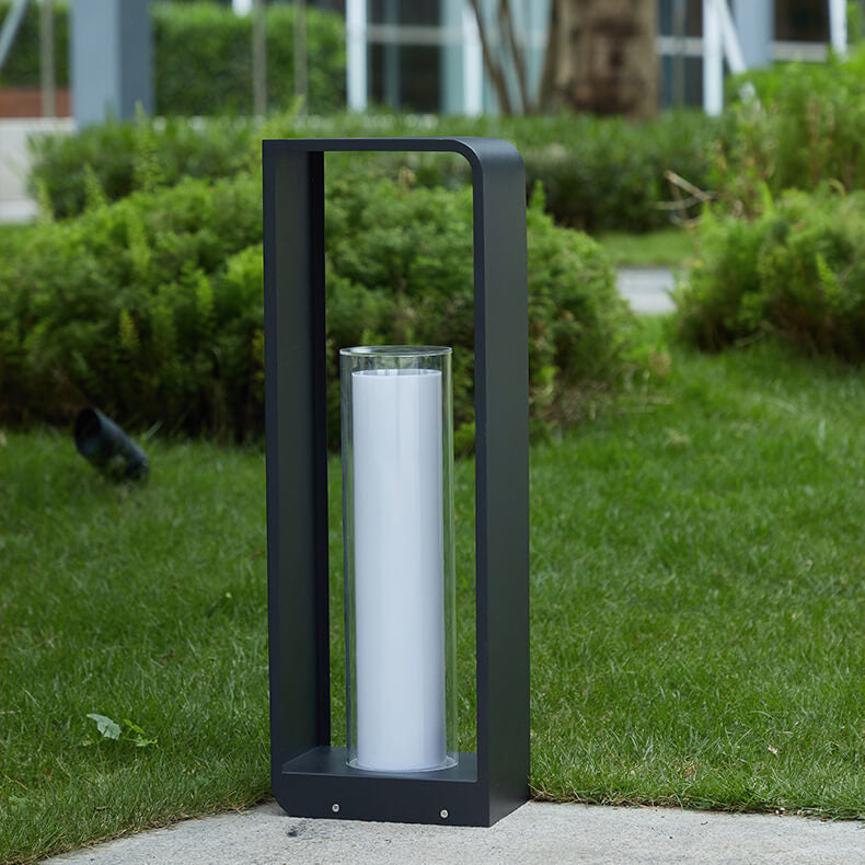 Frosted Glass Black Solar Lantern for Outdoor Use - Rectangular Design