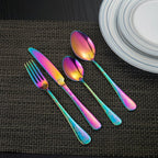 Floral Handle 24-Piece Cutlery Set with Embossed Design
