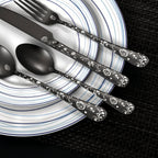 Floral Handle 24-Piece Cutlery Set with Embossed Design