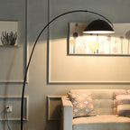 Arc Shaped Floor Lamp in Black Metal with Circular Base