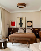 Walnut Finish Round Metal Ceiling Light (Triac Dimmable)