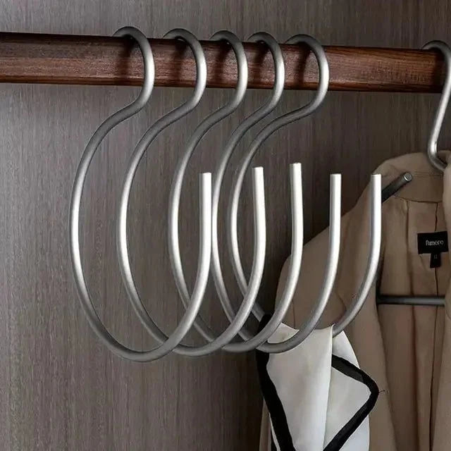 S-Shaped Clothes Hangers Space-Saving Matte Metal Set of 5