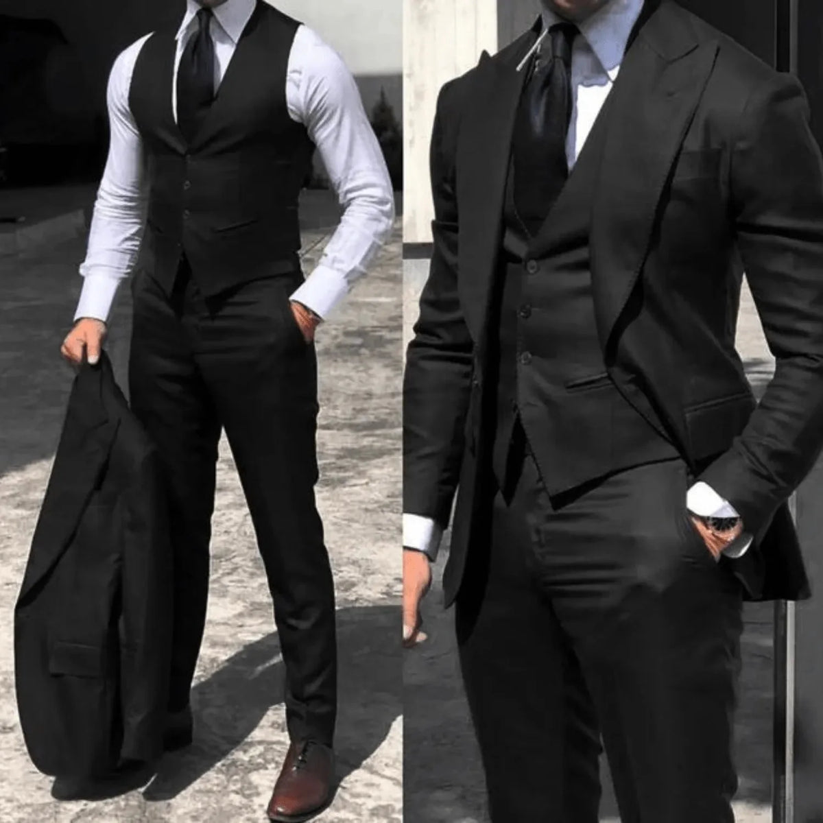 3-Piece Suit Slim Fit Cotton Blend Machine Washable