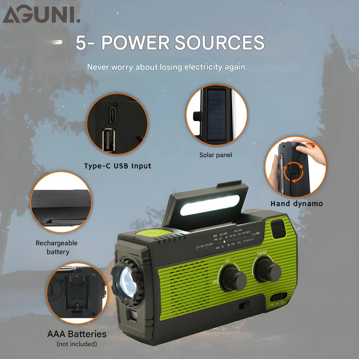 Emergency Radio Solar Hand-Crank 4000mAh Powerbank
