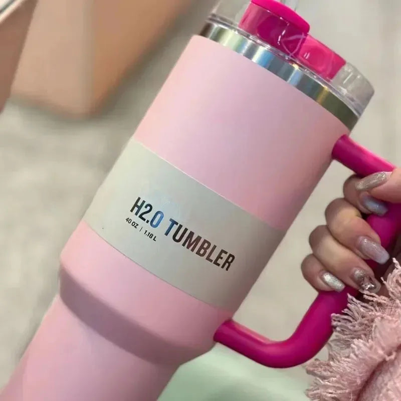 Insulated Tumbler 1.2L Stainless Steel Handle Lid
