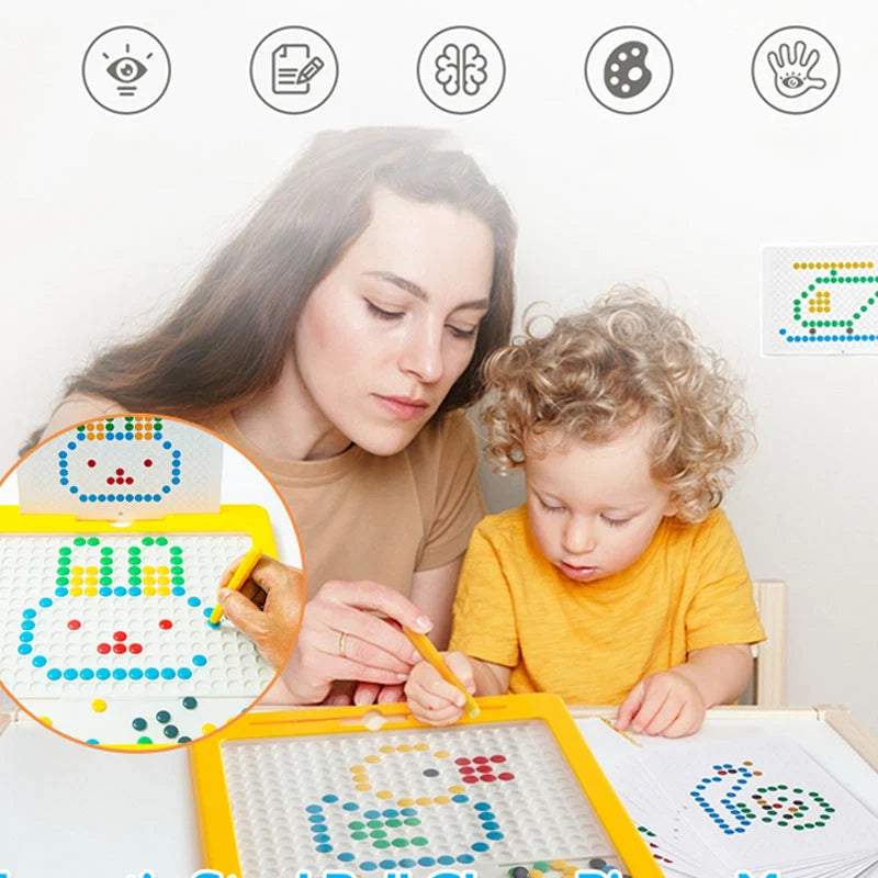 Kids Magnetic Drawing Board 106 Colored Beads & Pen