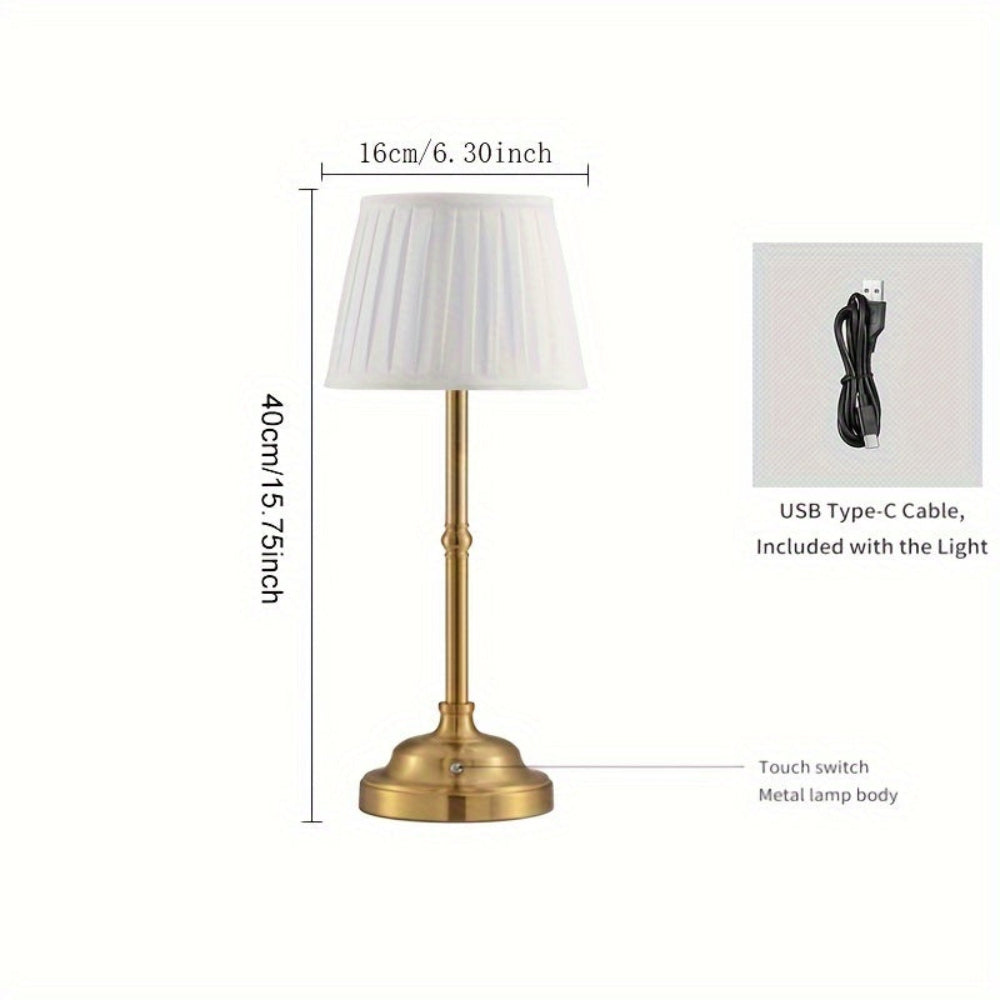 Touch Dimmable LED Table Lamp - Cordless and Rechargeable in Brass