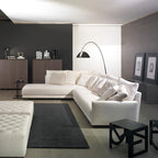 Arc Shaped Floor Lamp in Black Metal with Circular Base