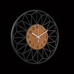 Contemporary Wall Clock with Wooden Grain Center Accent