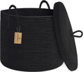 Storage Basket Large Cotton Rope Collapsible Lid & Handles