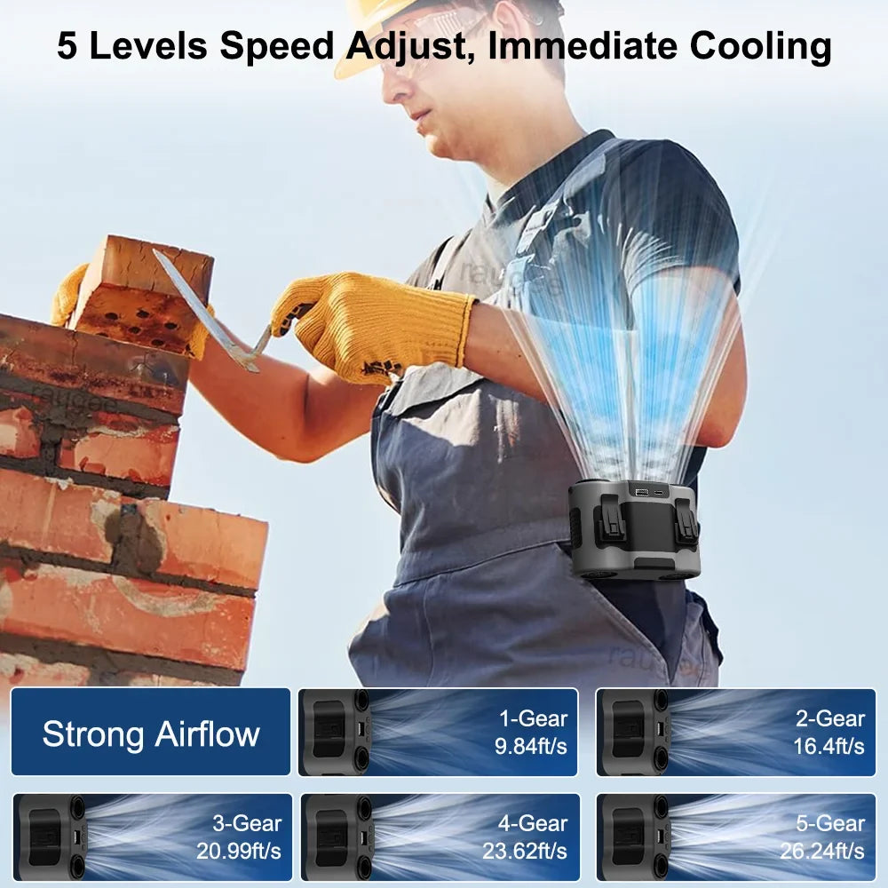 Waist Clip Fan 20,000mAh Dual Outlets