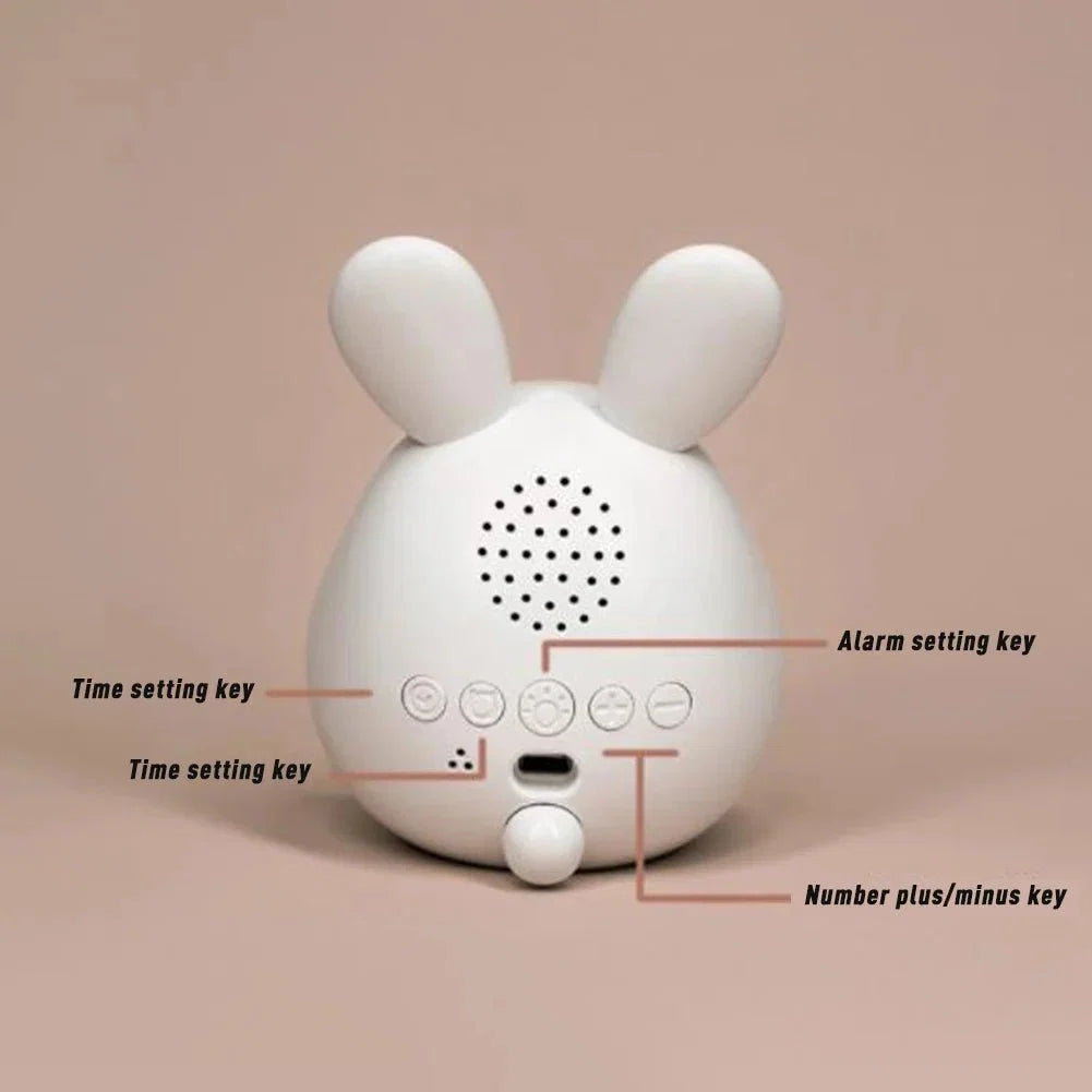 Children's Alarm Clock Rabbit Night Light USB Rechargeable Stepless Dimming