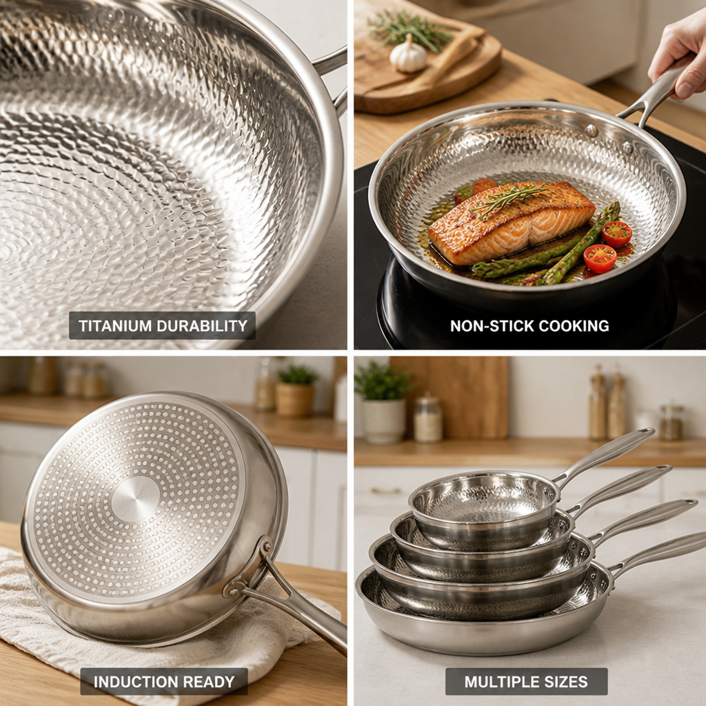 Hammer-Pattern Titanium Non-Stick Frying Pan (Induction-Ready)