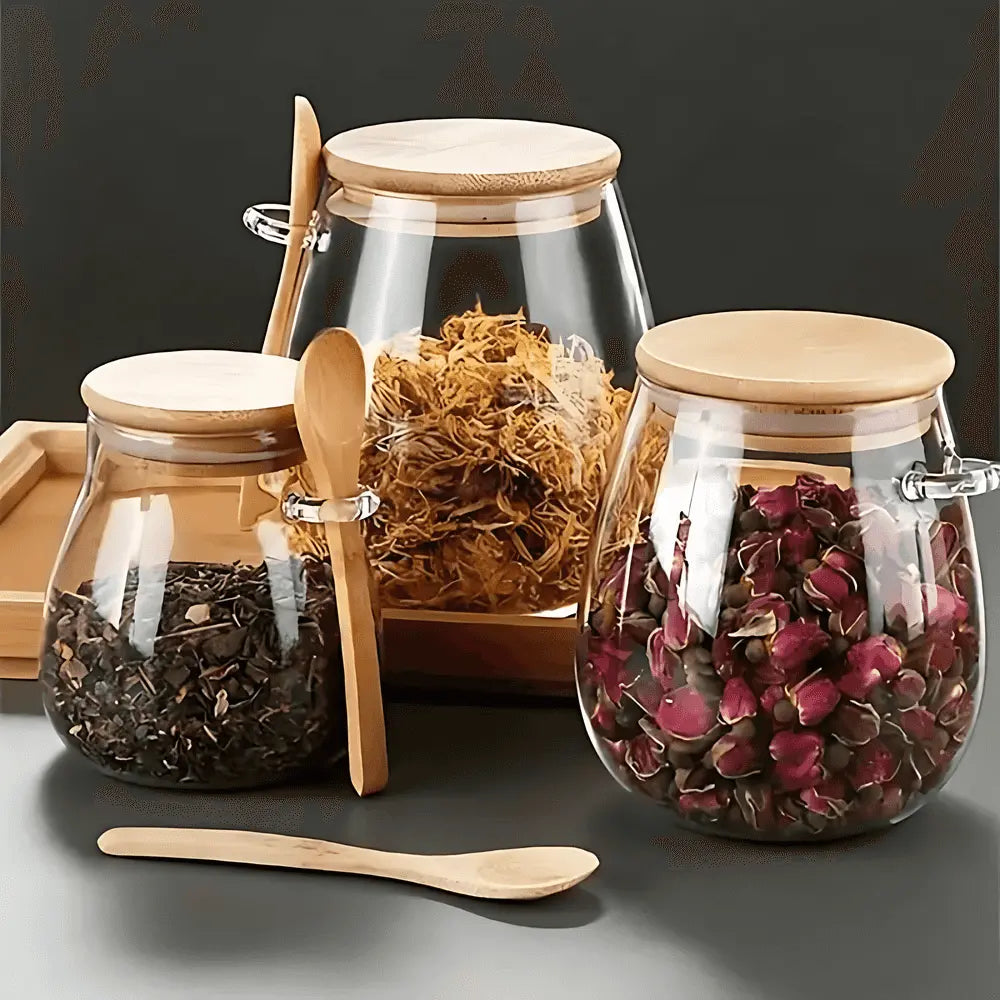 Eco-Friendly Glass Storage Jars for Coffee and Tea