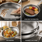 Physical Non-Stick Titanium-Infused Three-Layer Steel Frying Pan