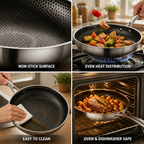Tri-Ply Stainless Steel Honeycomb Non-Stick Frying Pan (Multiple Sizes)