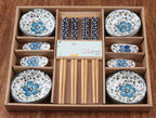 Serenity Blossom 12-Piece Ceramic Dining Set with Chopsticks