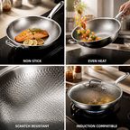 Titanium Non-Stick Hammered Fish-Scale Wok (36 cm)