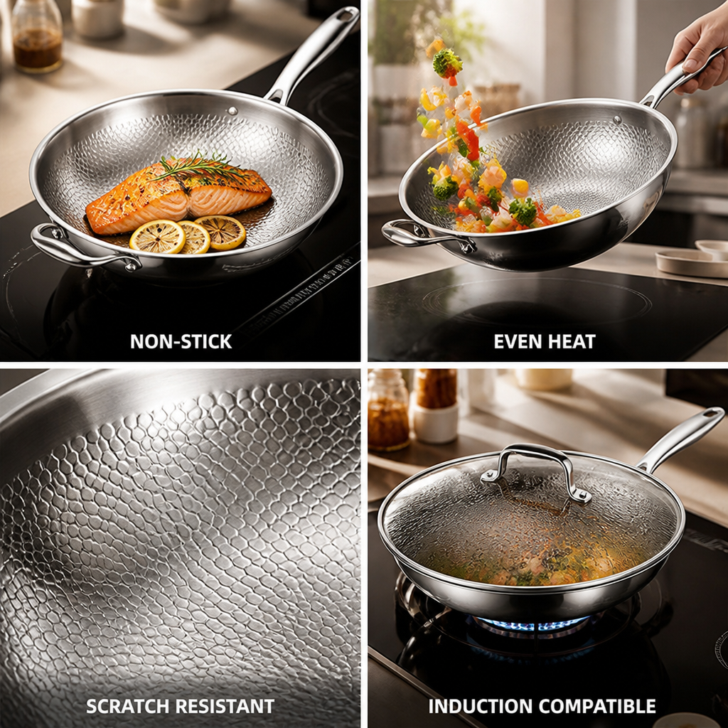 Titanium Non-Stick Hammered Fish-Scale Wok (36 cm)