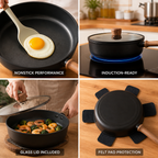 Titanium Nonstick Induction-Ready Saute Pan (Glass Lid & Felt Pad)