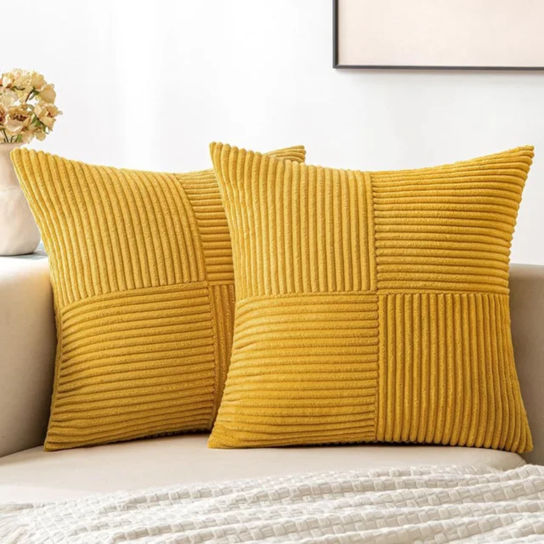 Striped Throw Pillow Covers – Soft Corduroy Cushion Covers