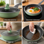 PFOA-Free Nonstick Induction-Compatible Frying Pan (Tempered Glass Lid)
