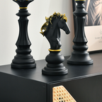 Elegant Chess Piece Statues - King, Queen & Knight Home Accent
