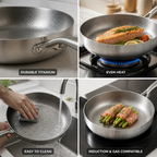 Thick Hammered Titanium Non-Coated Non-Stick Frying Pan (Induction & Gas Compatible)