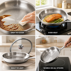3-Layer Steel Titanium Nonstick Frying Pan (With Lid)