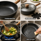 Durable Titanium Non-Stick Frying Pan With Lid (3-Pc Set)