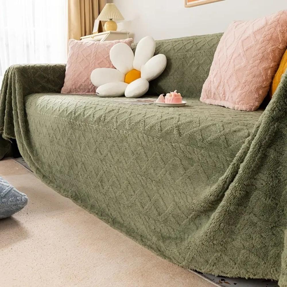 Couch Cover with Waffle Texture - Warm Sherpa Comfort