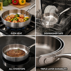 Triple-Layer Stainless Steel High-Sided Frying Pan (20 cm)
