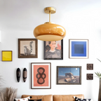Rounded Shade Glass Ceiling Lamp with Metal Support Stem