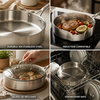 304 Stainless Steel Saute Pan with Glass Lid