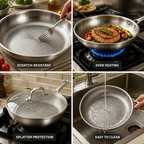 Titanium Non-Stick Hammered Frying Pan (With Lid)