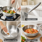Coating-Free Non-Stick 304 Stainless Steel Frying Pan (26 cm)
