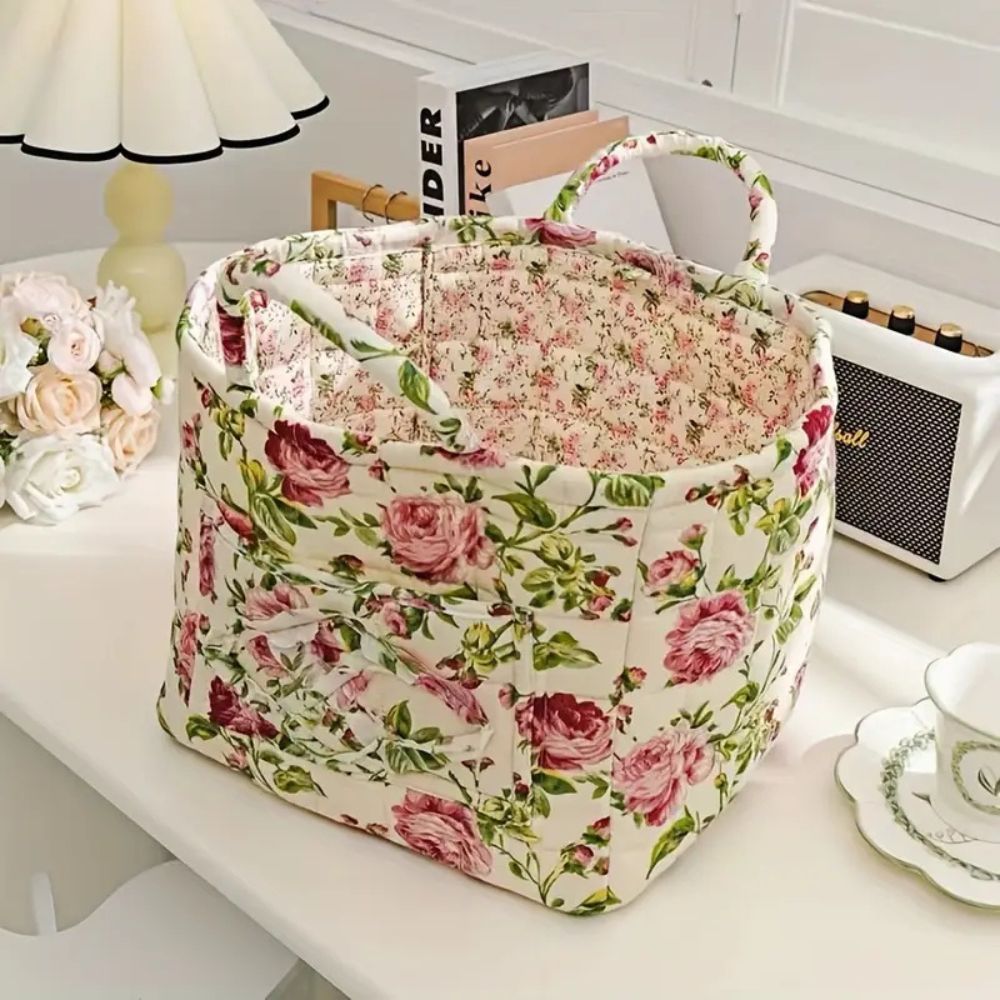 Retro Floral Pattern Storage Basket for Organizing