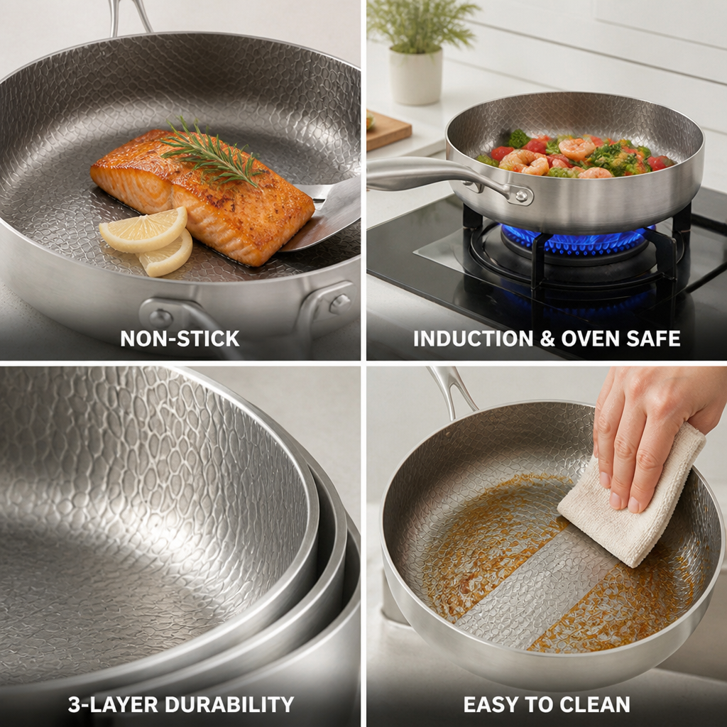 Induction & Oven-Safe Lotus Titanium Non-Stick Frying Pan (20cm)