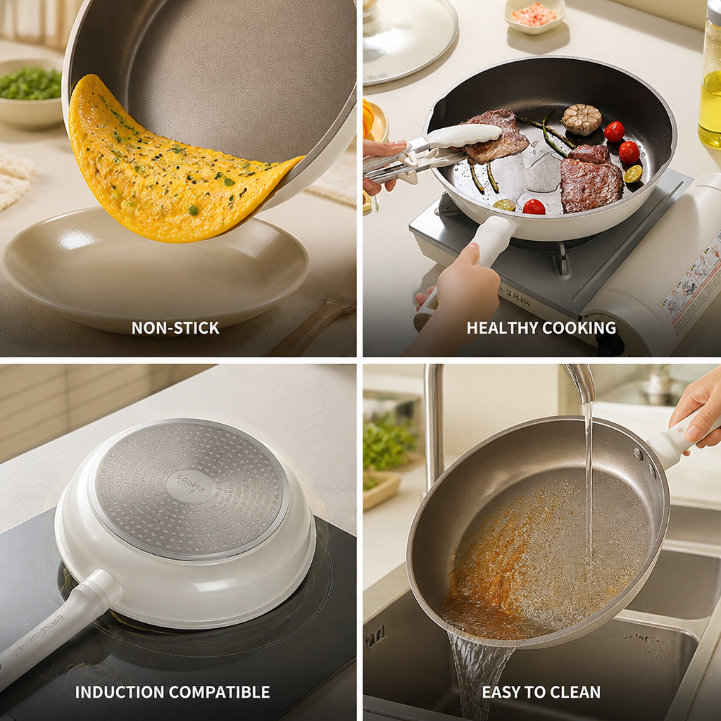 Titanium-Coated PFOA-Free Nonstick Frying Pan (Induction Compatible)
