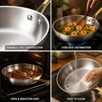 316 Stainless Steel Three-Layer Nonstick Frying Pan (Induction & Oven Safe)