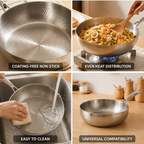 Coating-Free Hammered 304 Stainless Steel Deep Frying Pan