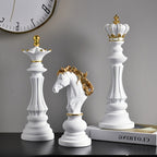 Elegant Chess Piece Statues - King, Queen & Knight Home Accent