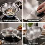 Heavy-Duty Sandwiched Titanium Stainless Steel Wok (Induction Compatible)